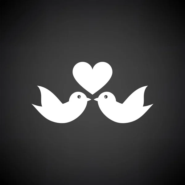 Περιστέρι Καρδιά Εικονίδιο Λευκό Μαύρο Φόντο Εικονογράφηση Διανύσματος — Διανυσματικό Αρχείο