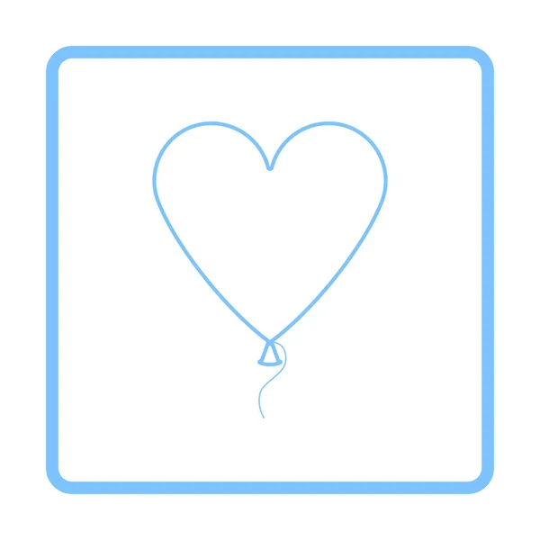 Icône Ballon Forme Coeur Design Cadre Bleu Illustration Vectorielle — Image vectorielle