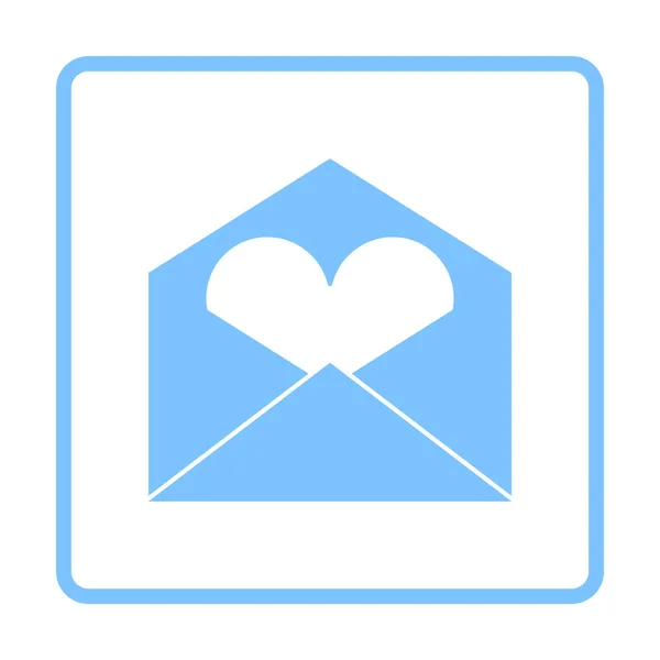Enveloppe Saint Valentin Avec Icône Coeur Design Cadre Bleu Illustration — Image vectorielle