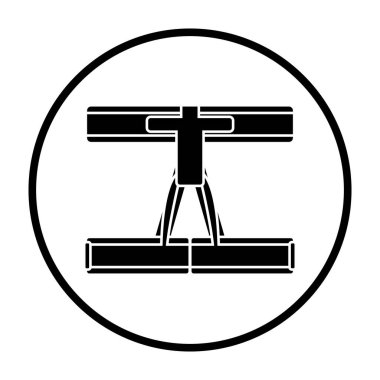 Dağcı Yedekleme Kemeri Simgesi. İnce Çember Şablon Tasarımı. Vektör İllüstrasyonu.