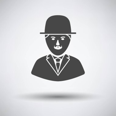 Dedektif Icon. Koyu Gri Arkaplan ve Yuvarlak Gölge. Vektör İllüstrasyonu.