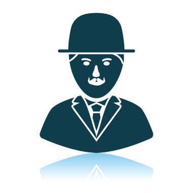 Dedektif Icon. Gölge Yansıma Tasarımı. Vektör İllüstrasyonu.