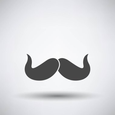 Poirot Bıyık Simgesi. Koyu Gri Arkaplan ve Yuvarlak Gölge. Vektör İllüstrasyonu.