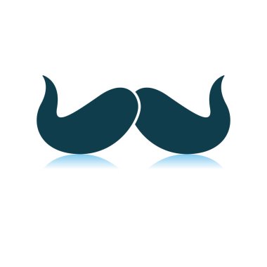 Poirot Bıyık Simgesi. Gölge Yansıma Tasarımı. Vektör İllüstrasyonu.