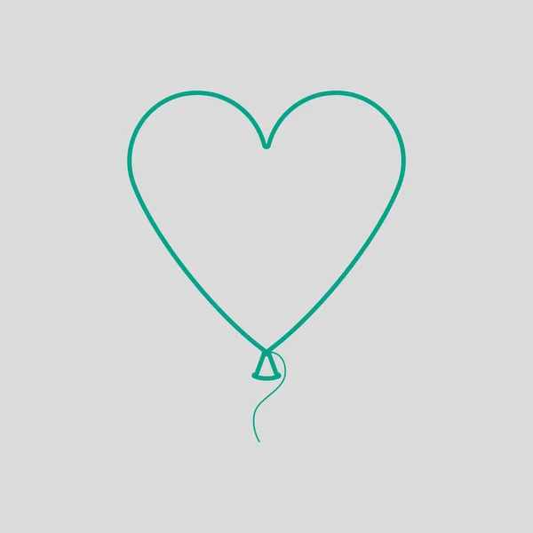 Icône Ballon Forme Coeur Vert Sur Fond Gris Illustration Vectorielle — Image vectorielle