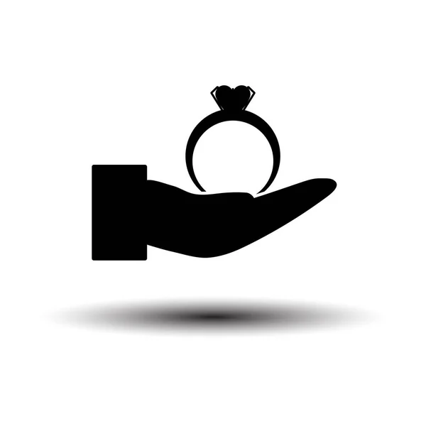 Szív Gyűrű Ikon Fekete Fehér Háttér Árnyékkal Vektorillusztráció — Stock Vector