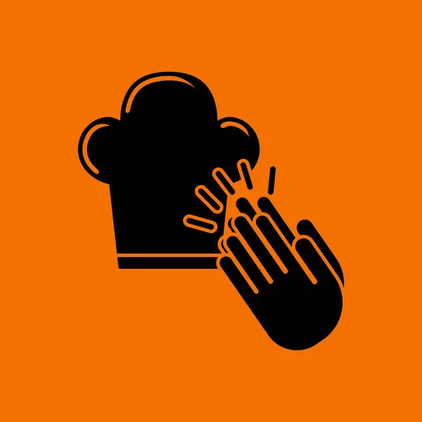 Clapping Palms Toque Icon Inglés Negro Sobre Fondo Naranja Ilustración — Vector de stock