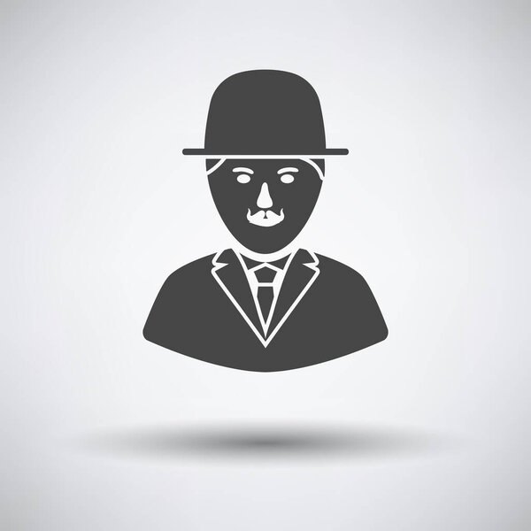 Икона детектива. Dark Gray on Gray Background with Round Shadow. Векторная миграция.