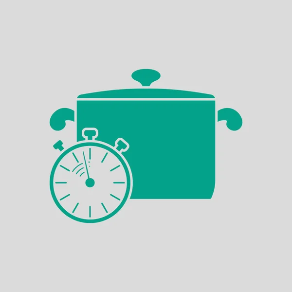 Pan Stopwatch Icon Verde Sfondo Grigio Illustrazione Vettoriale — Vettoriale Stock