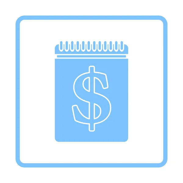 Icona Calendario Dollaro Disegno Cornice Blu Illustrazione Vettoriale — Vettoriale Stock