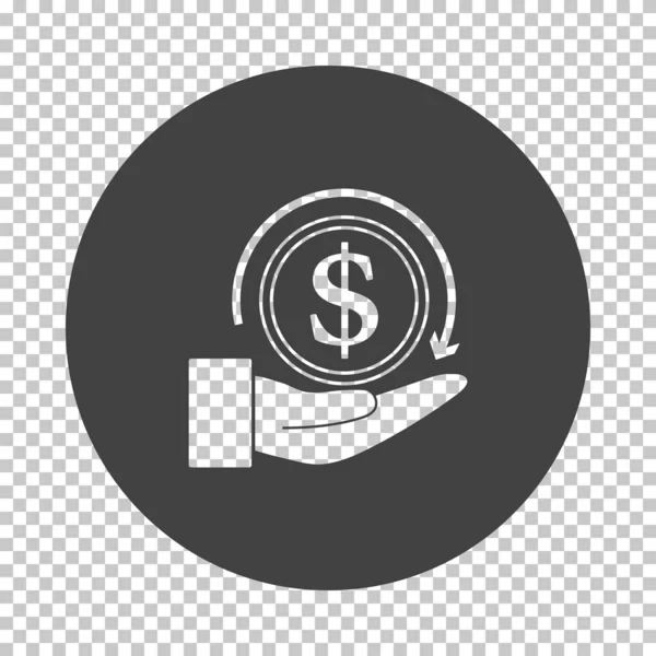 Cash Back Coin Hand Icon Sottrai Stencil Design Sulla Griglia — Vettoriale Stock