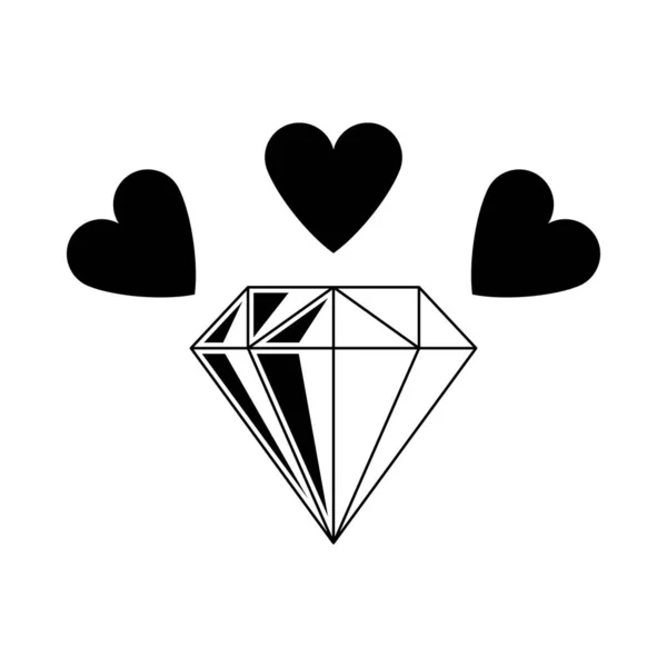 Алмаз Сердечками — стоковый вектор