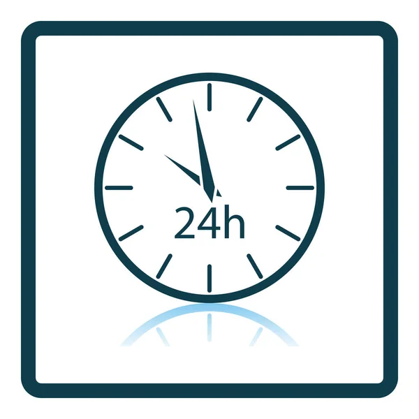 Icono Del Reloj Horas Diseño Reflexión Sombra Cuadrada Ilustración Vectorial — Vector de stock