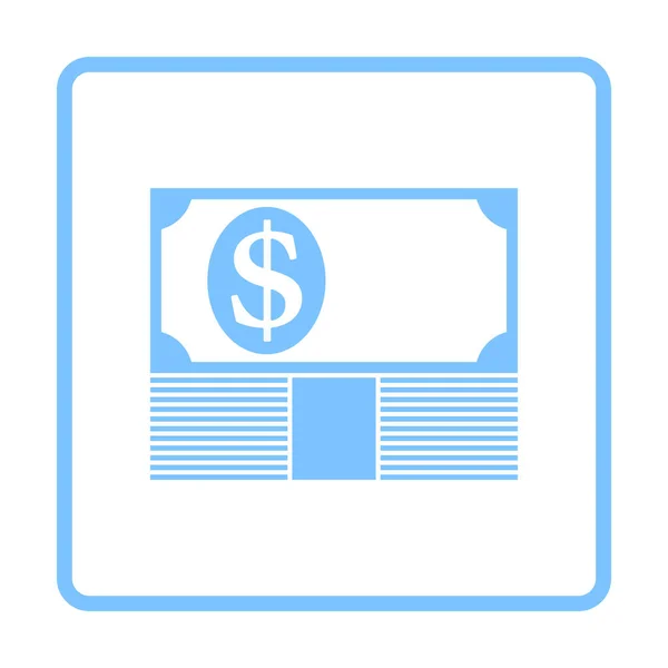 Bankjegy Pénzköteg Tetején Ikon Kék Keret Tervezés Vektorillusztráció — Stock Vector