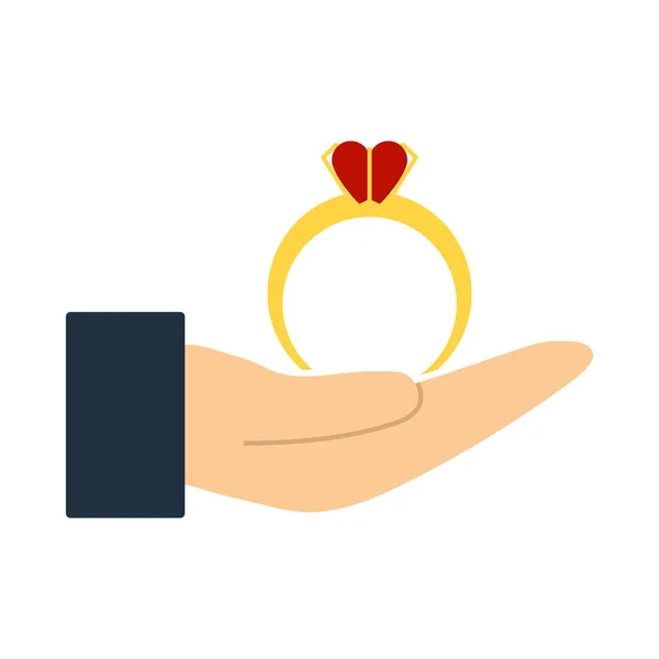 Χέρι Παρούσα Καρδιά Δαχτυλίδι Εικονίδιο Επίπεδη Σχεδίαση Χρωμάτων Εικονογράφηση Διανύσματος — Διανυσματικό Αρχείο