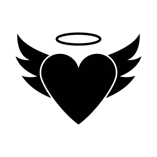 Corazón San Valentín Con Alas Halo Icono — Vector de stock