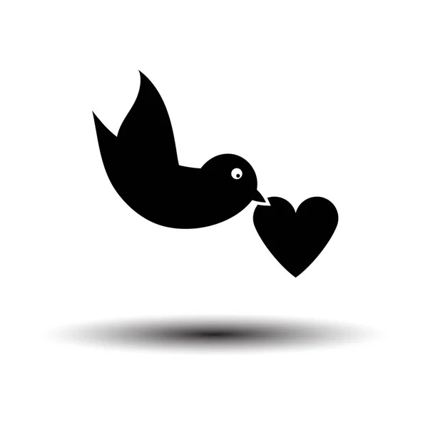 Dove Heart Icon Preto Fundo Branco Com Sombra Ilustração Vetorial —  Vetores de Stock