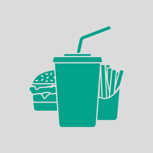 Fast Food Icon Zelená Šedém Pozadí Vektorová Ilustrace — Stockový vektor
