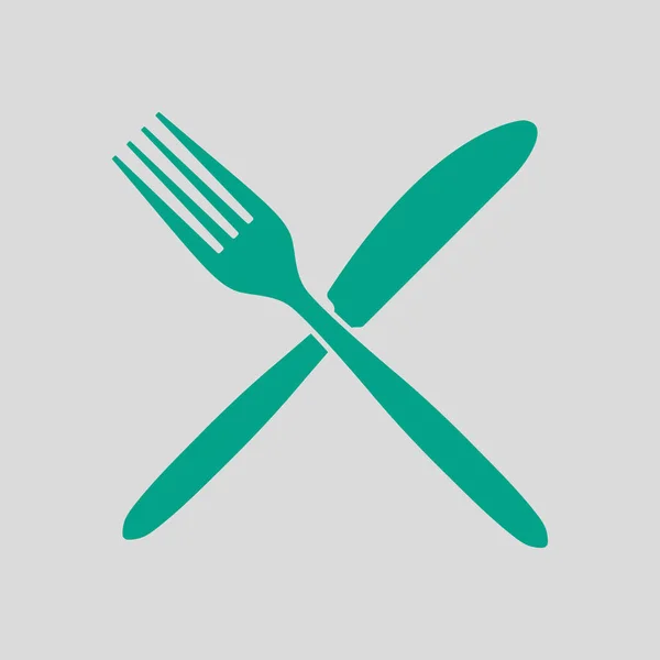 Fork Knife Icon Green Gray Background Vector Illustration — Stock Vector