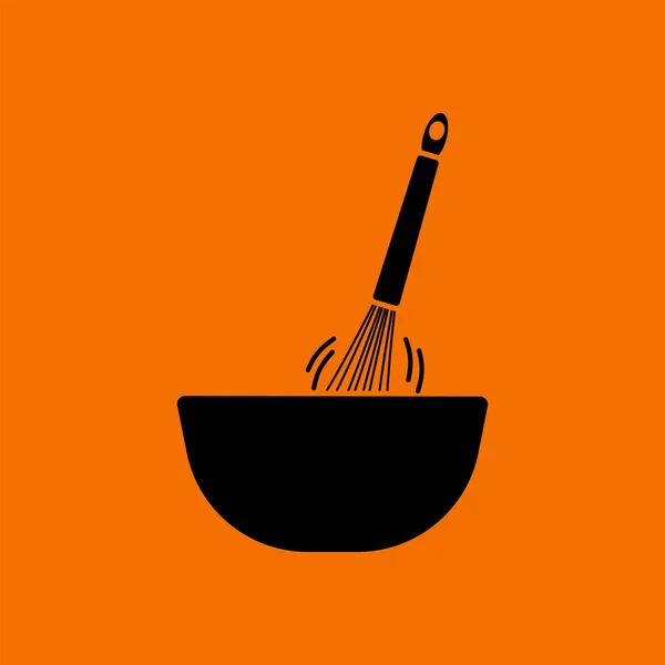 Corolla Mixing Bowl Icon Noir Sur Fond Orange Illustration Vectorielle — Image vectorielle
