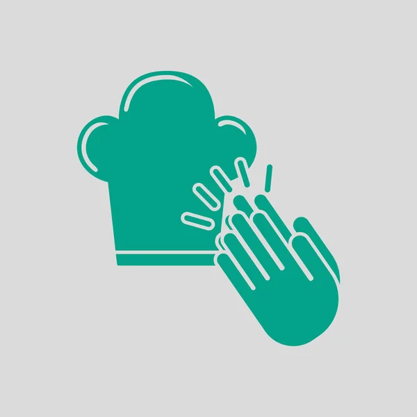 Clapping Palms Toque Icon Inglés Verde Sobre Fondo Gris Ilustración — Vector de stock