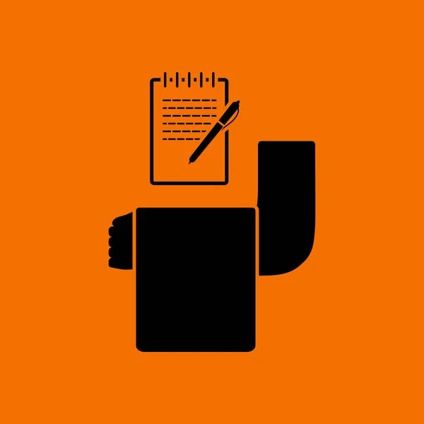 Waiter Take Oder Icon Black Orange Background Vector Illustration — Stock Vector
