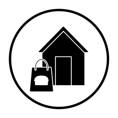 Yemek Teslimatı Simgesi. İnce Çember Şablon Tasarımı. Vektör İllüstrasyonu.