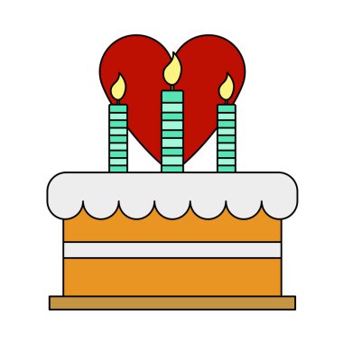 Mumlar ve Kalp Simgesi ile Cacke. Renk Doldurma Tasarımı ile Düzenlenebilir Tasarım. Vektör İllüstrasyonu.