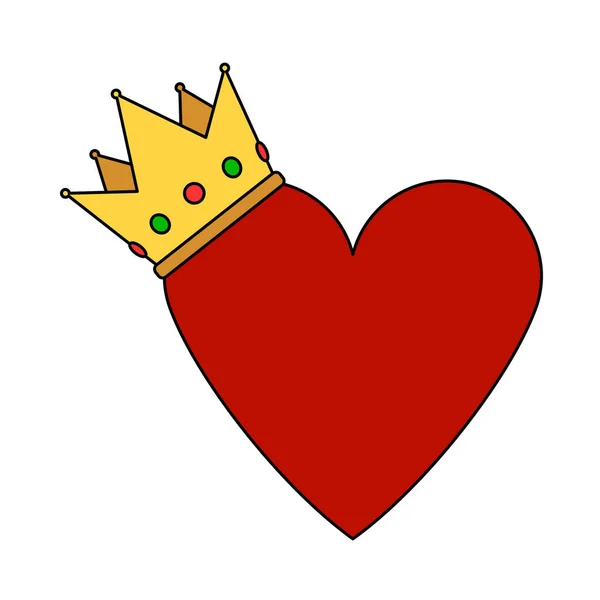 Valentine Heart Crown Icon Upravitelný Obrys Barevným Vzorem Vektorová Ilustrace — Stockový vektor