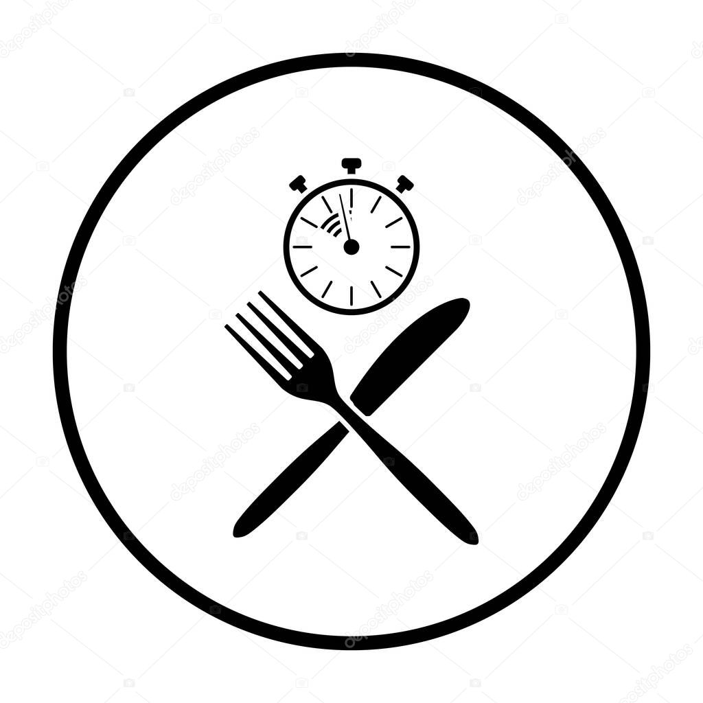 Fast Lunch Icon. Thin Circle Stencil Design. Vector Illustration.