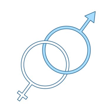 Erkek Sembol Simgesi Simgesi. Mavi Dolgu Tasarımı ile ince çizgi. Vektör İllüstrasyonu.