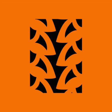 Bisiklet Lastiği Yazdırma Simgesi. Turuncu Arkaplan 'da siyah. Vektör İllüstrasyonu.