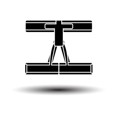 Dağcı Yedekleme Kemeri Simgesi. Gölge ile Beyaz Arkaplanda Siyah. Vektör İllüstrasyonu.