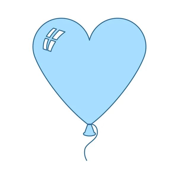 Icône Ballon Forme Coeur Ligne Mince Avec Conception Remplissage Bleu — Image vectorielle