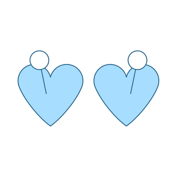 Deux Valentines Coeur Avec Pin Icône Ligne Mince Avec Conception — Image vectorielle