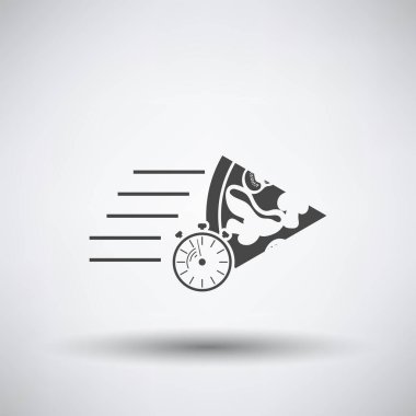 Pizza Teslimat Simgesi. Koyu Gri Arkaplan ve Yuvarlak Gölge. Vektör İllüstrasyonu.