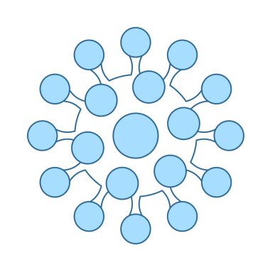 Coronavirus Molekül Simgesi. Mavi Dolgu Tasarımı ile ince çizgi. Vektör İllüstrasyonu.