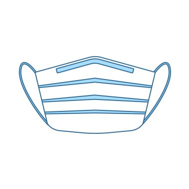 Tıbbi yüz maskesi simgesi. Mavi Dolgu Tasarımı ile ince çizgi. Vektör İllüstrasyonu.