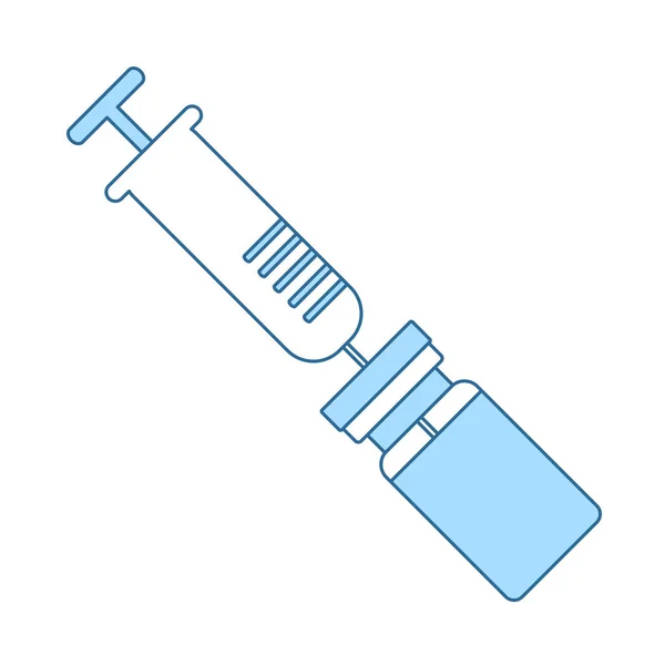 コヴィドワクチンアイコン 青い塗りつぶしデザインの細い線 ベクターイラスト — ストックベクタ