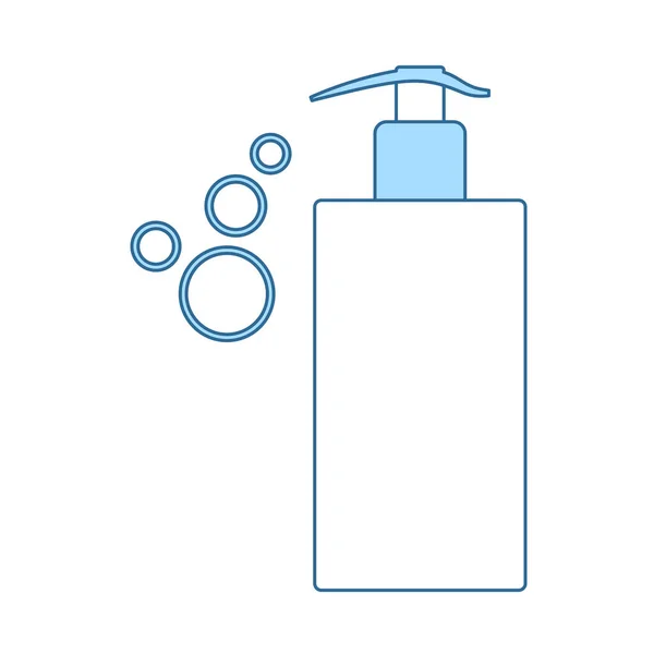 Dispenser Liquid Soap Icon Thin Line Blue Fill Design Vector — Stock Vector