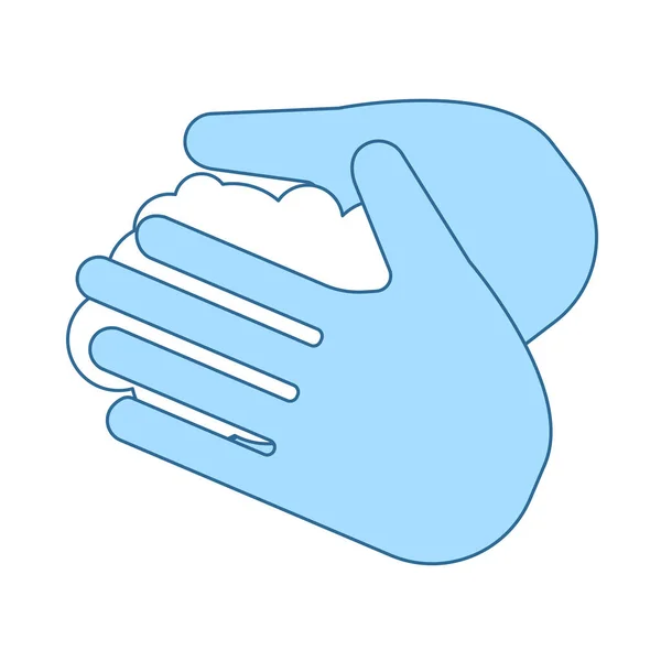Πλυντήρια Χεριών Λεπτή Γραμμή Σχέδιο Μπλε Γεμίσματος Εικονογράφηση Διανύσματος — Διανυσματικό Αρχείο