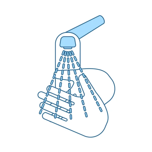 Handwas Ikoon Dunne Lijn Met Blauwe Vulling Ontwerp Vector Illustratie — Stockvector