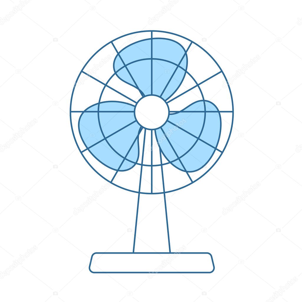 Electric Fan Icon. Thin Line With Blue Fill Design. Vector Illustration.