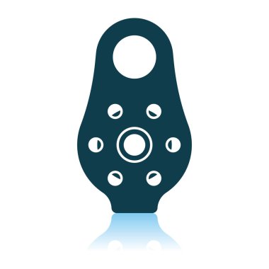 Dağcı Pulley Icon. Gölge Yansıma Tasarımı. Vektör İllüstrasyonu.