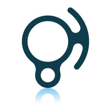 Dağcı Descender Simgesi. Gölge Yansıma Tasarımı. Vektör İllüstrasyonu.