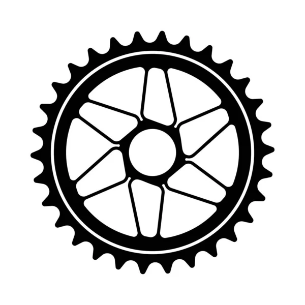 Icona Bike Gear Star Stencil Design Nero Illustrazione Vettoriale — Vettoriale Stock