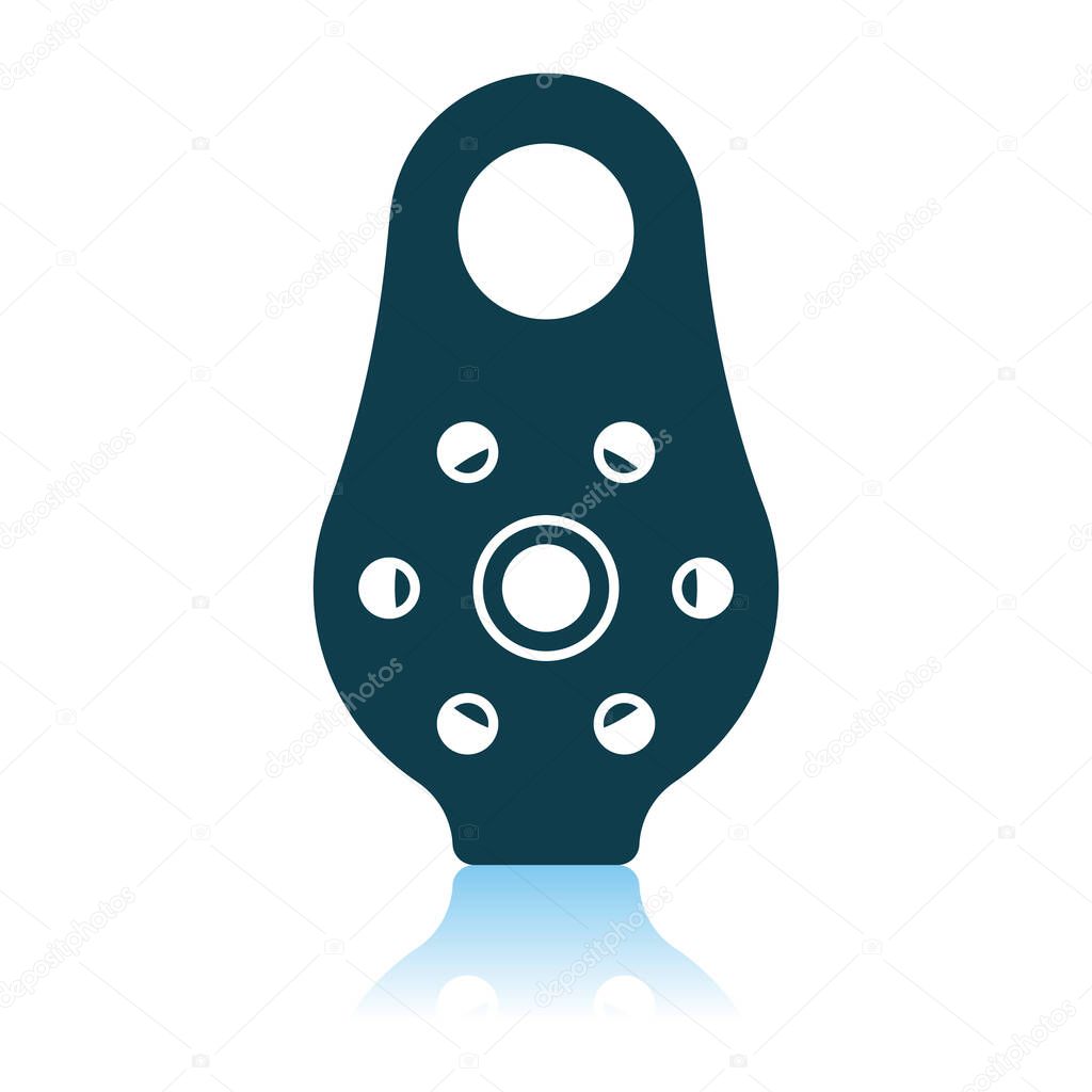 Alpinist Pulley Icon. Shadow Reflection Design. Vector Illustration.