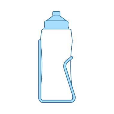 Bisiklet Şişe Kafesi Simgesi. Mavi Dolgu Tasarımı ile ince çizgi. Vektör İllüstrasyonu.