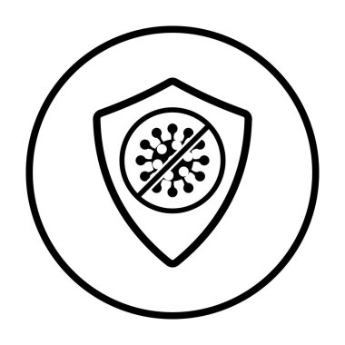 Coronavirus Simgesinden kalkan. İnce Çember Şablon Tasarımı. Vektör İllüstrasyonu.