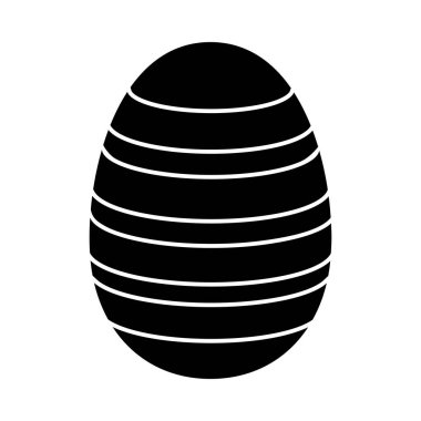 Süslü Paskalya Yumurtası. Siyah Şablon Tasarımı. Vektör İllüstrasyonu.